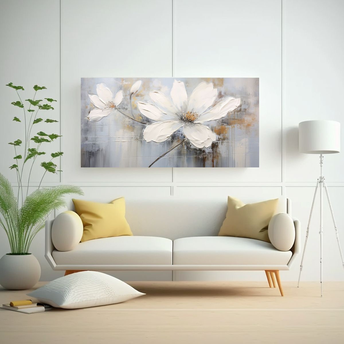 GENERICO - Pintura En Acuarela De Flor Blanca Estilo 140x70 Cm