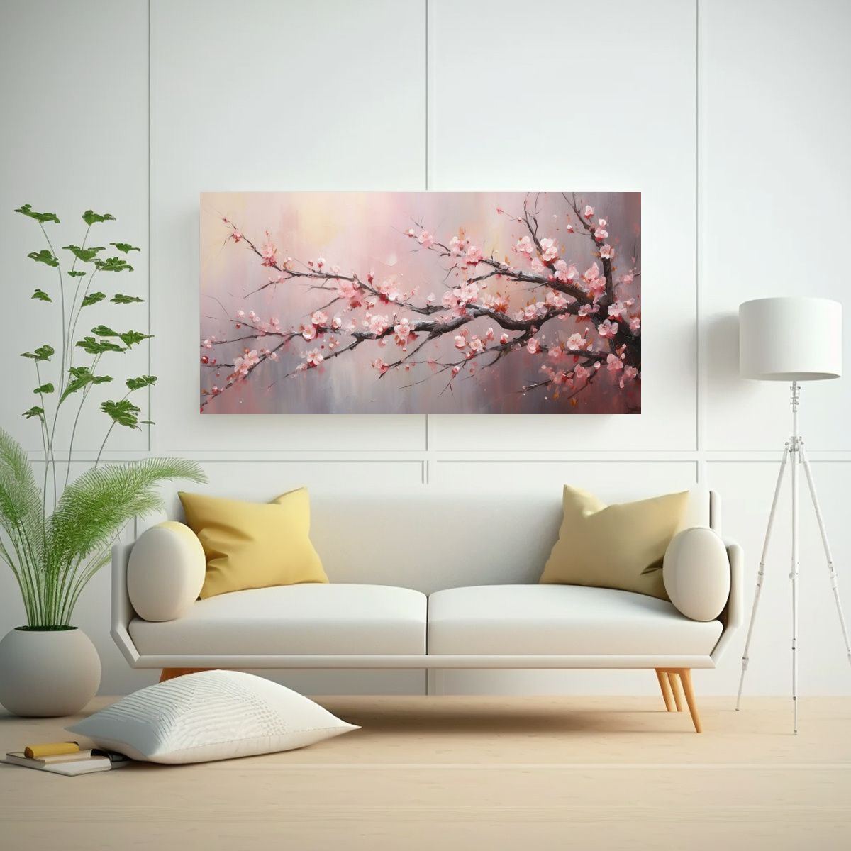 GENERICO - Pintura Abstracta De Flor De Cerezo O Sakura Con 120x60 Cm.
