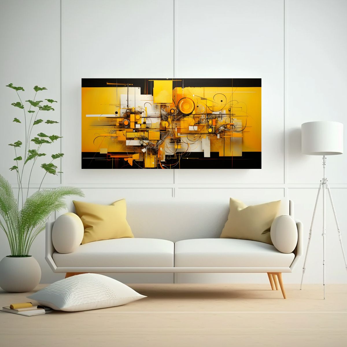 GENERICO - Pinturas Abstractas En Tonos Amarillos Para 120x60 Cm