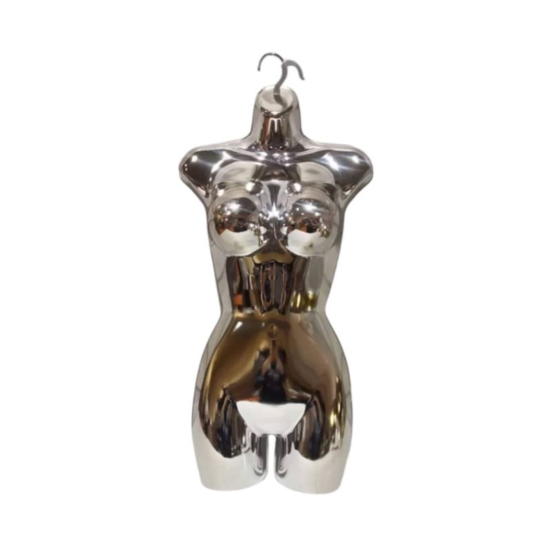 GENERICO - Maniquí Torso Exhibidor Medio Cuerpo Plateado Gms