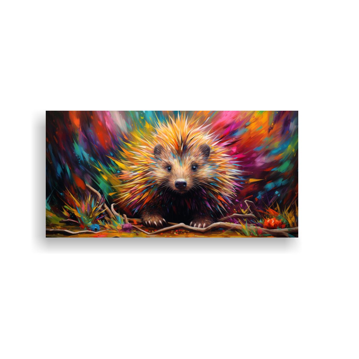 GENERICO - Pintura Acuarela Porcupine Colorido Estilo 120x60 Cm
