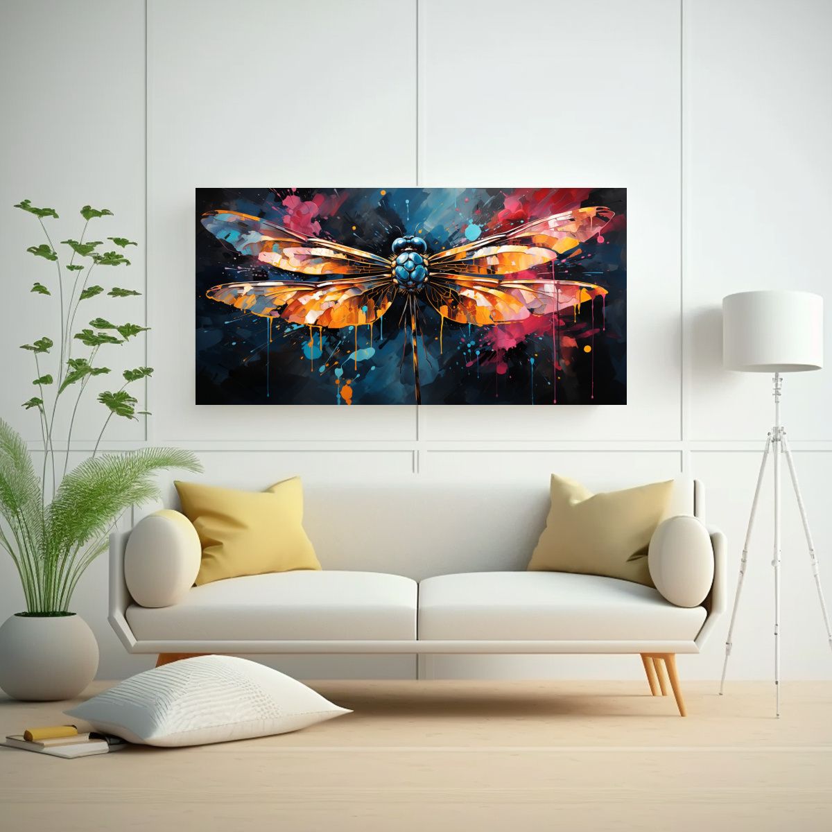 GENERICO - Lienzo De Tela Con Libélula En Colores Atrevidos 120x60 Cm.