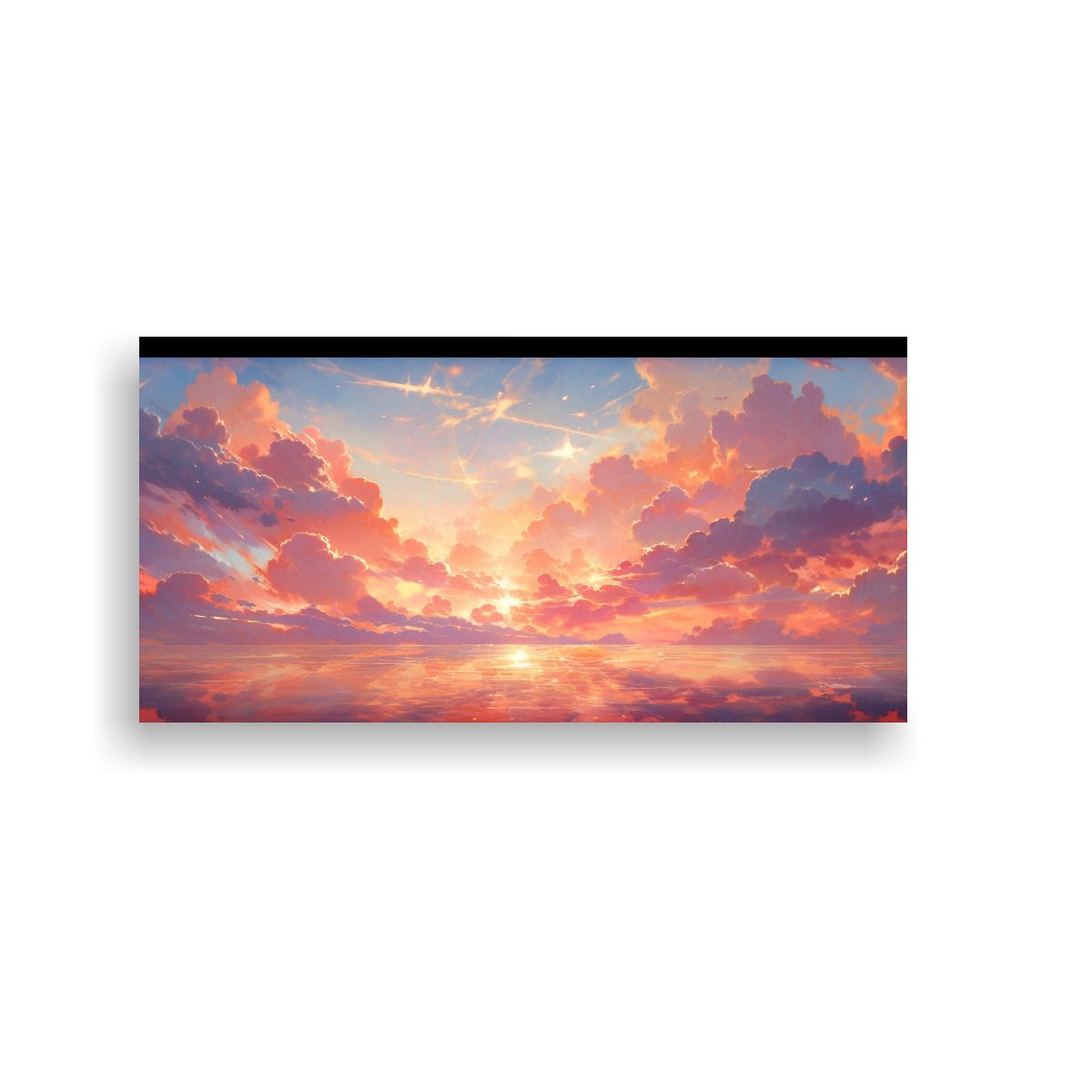 GENERICO - Cuadro Abstracto Atardecer Amanecer Cielos Rosa 140x70 Cm.