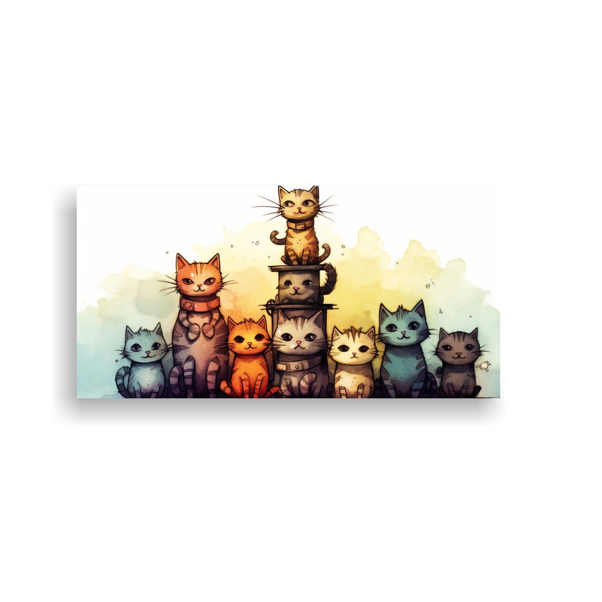 GENERICO - Cuadro Tema Clásico Gatos De Muchos Colores En 120x60 Cm