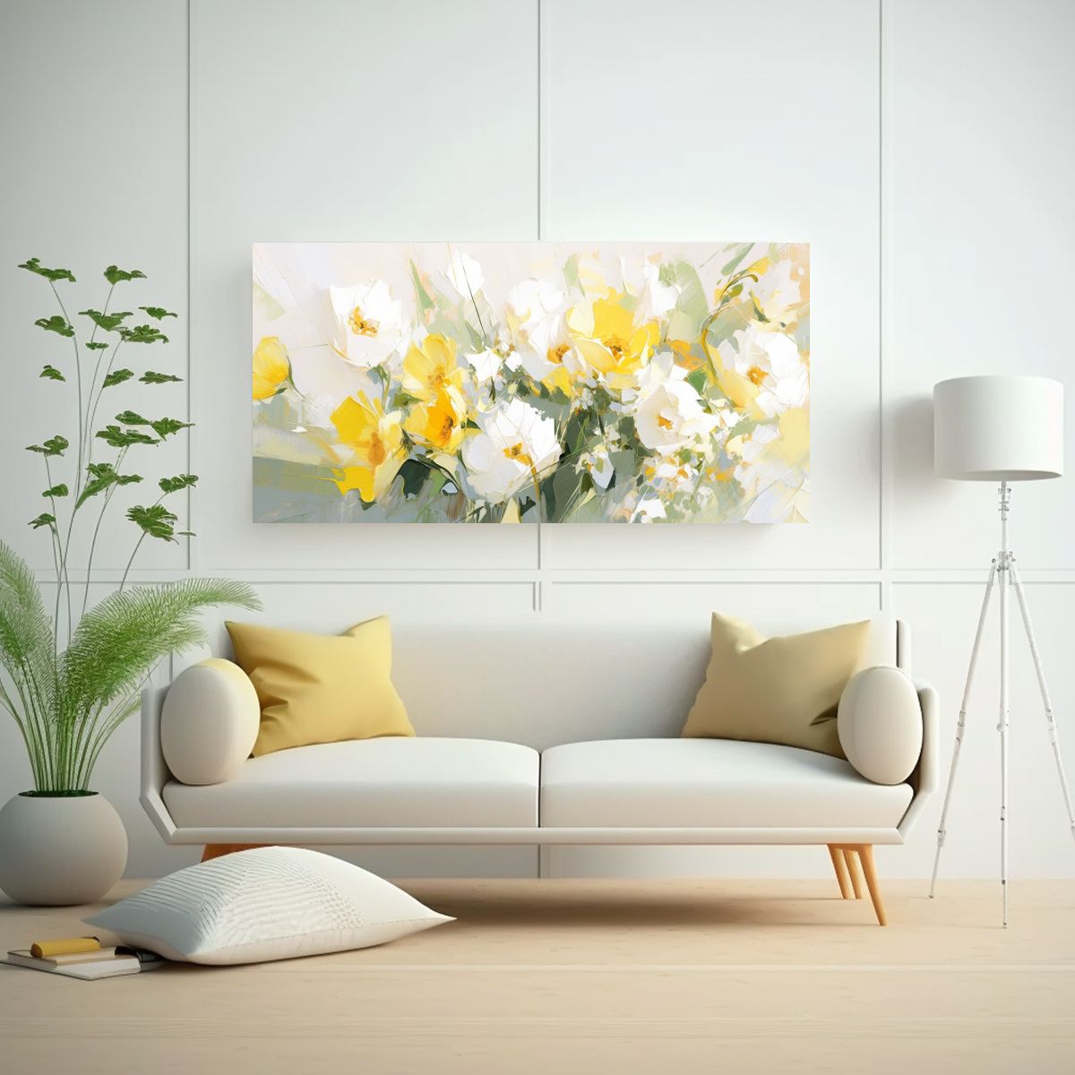 GENERICO - Cuadro Abstracto Para Sala Flores Amarillas Y 120x60 Cm