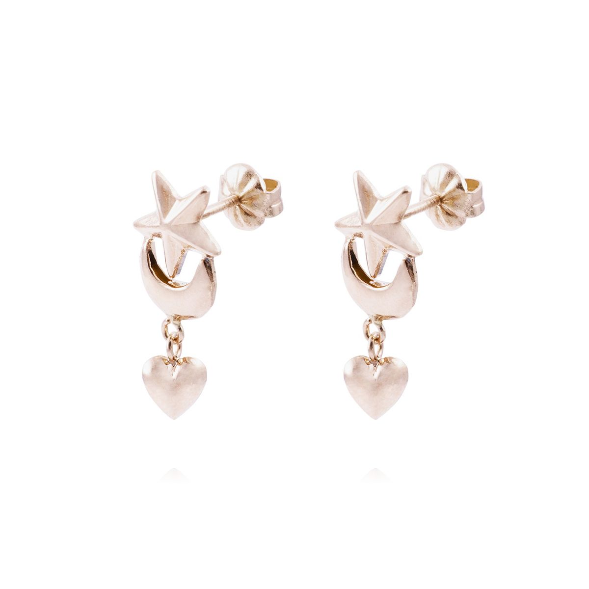 JB JOYAS BARON - Aros Oro Miel 18kt Simbolos de Amor