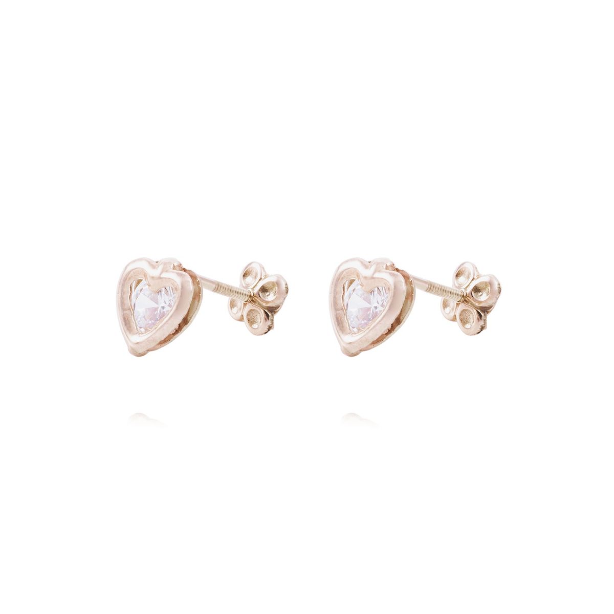 JB JOYAS BARON - Aros Oro Miel 18kt Corazón Circonita