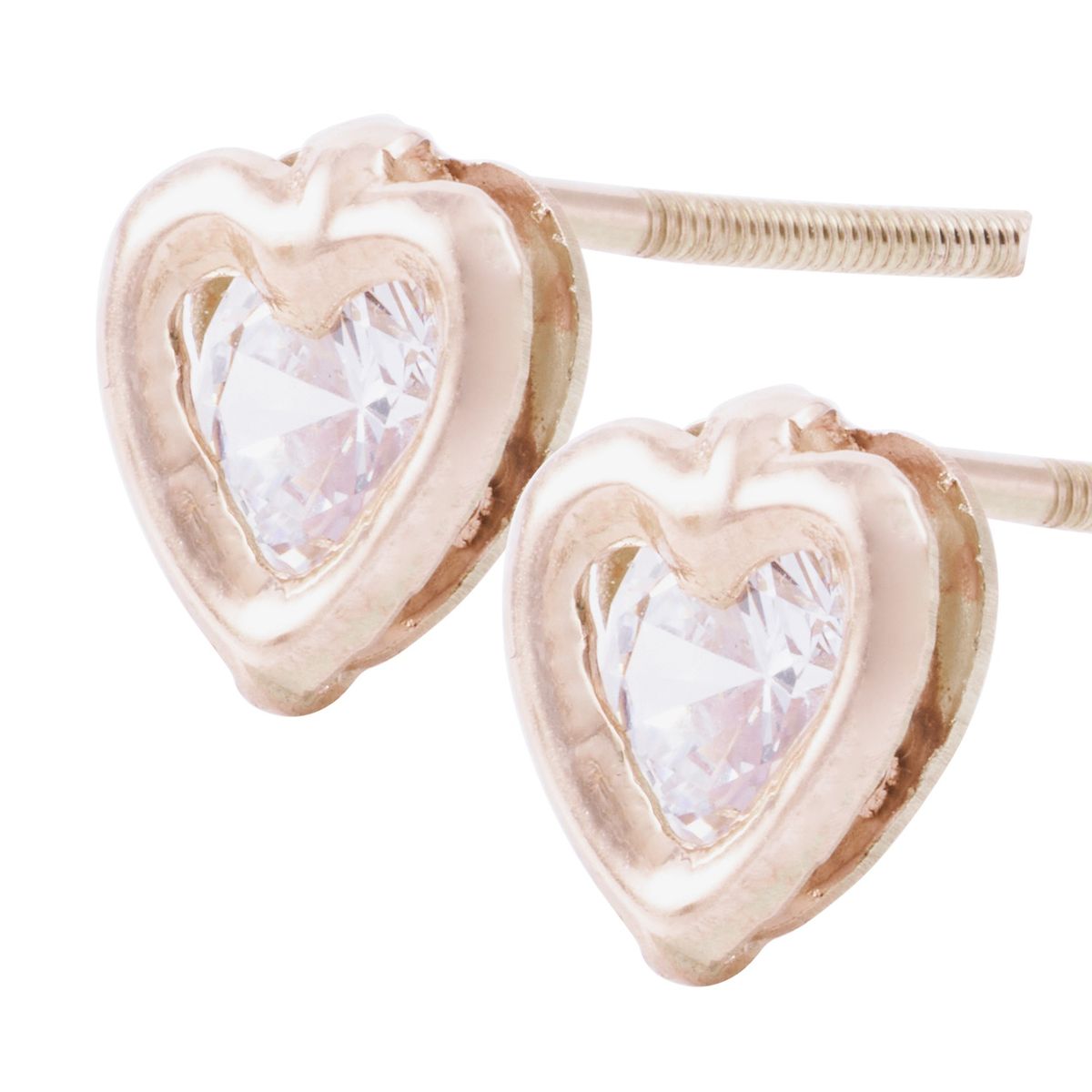 JB JOYAS BARON - Aros Oro Miel 18kt Corazón Circonita