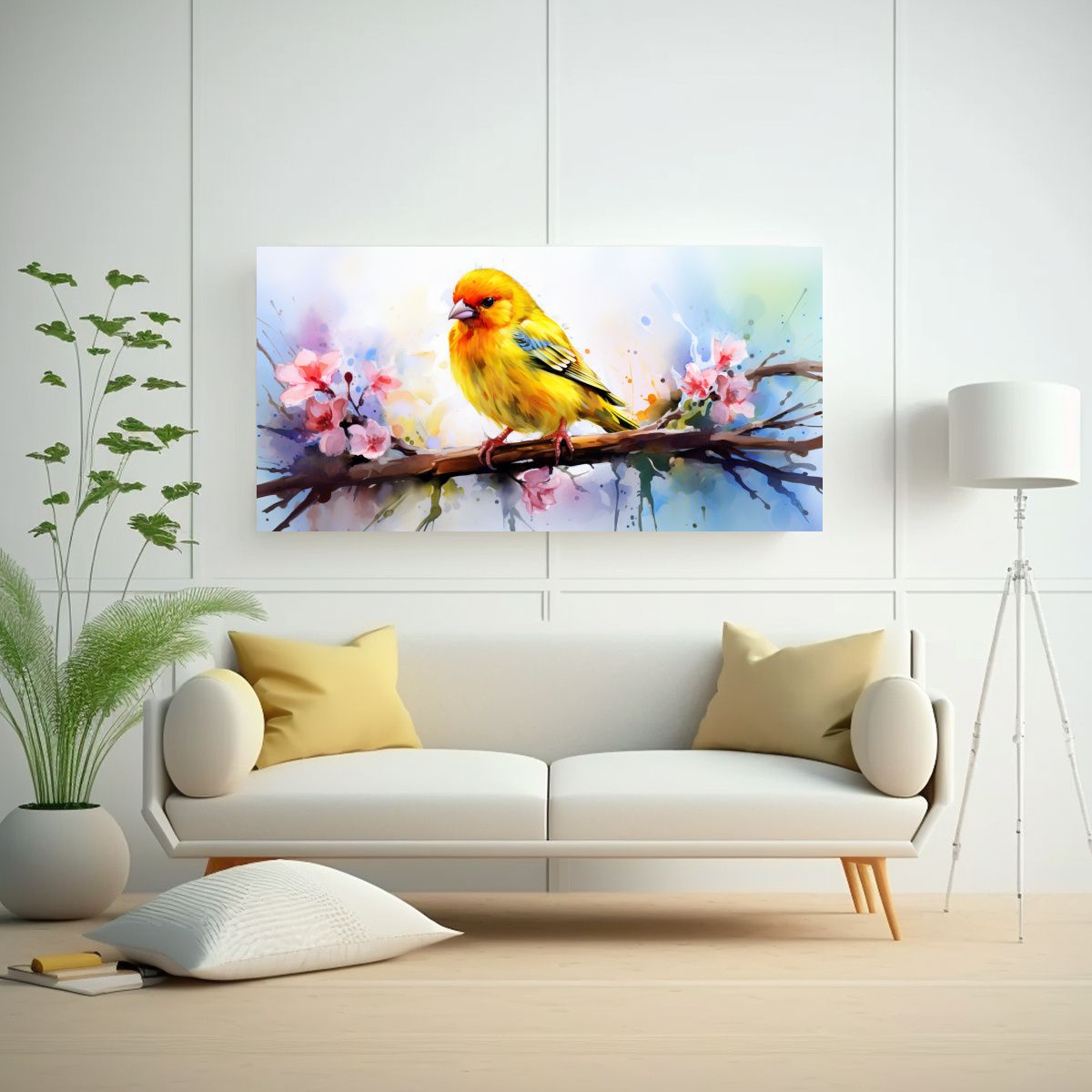GENERICO - Pintura Acuarela Colorida Estilo Canario Para 140x70 Cm