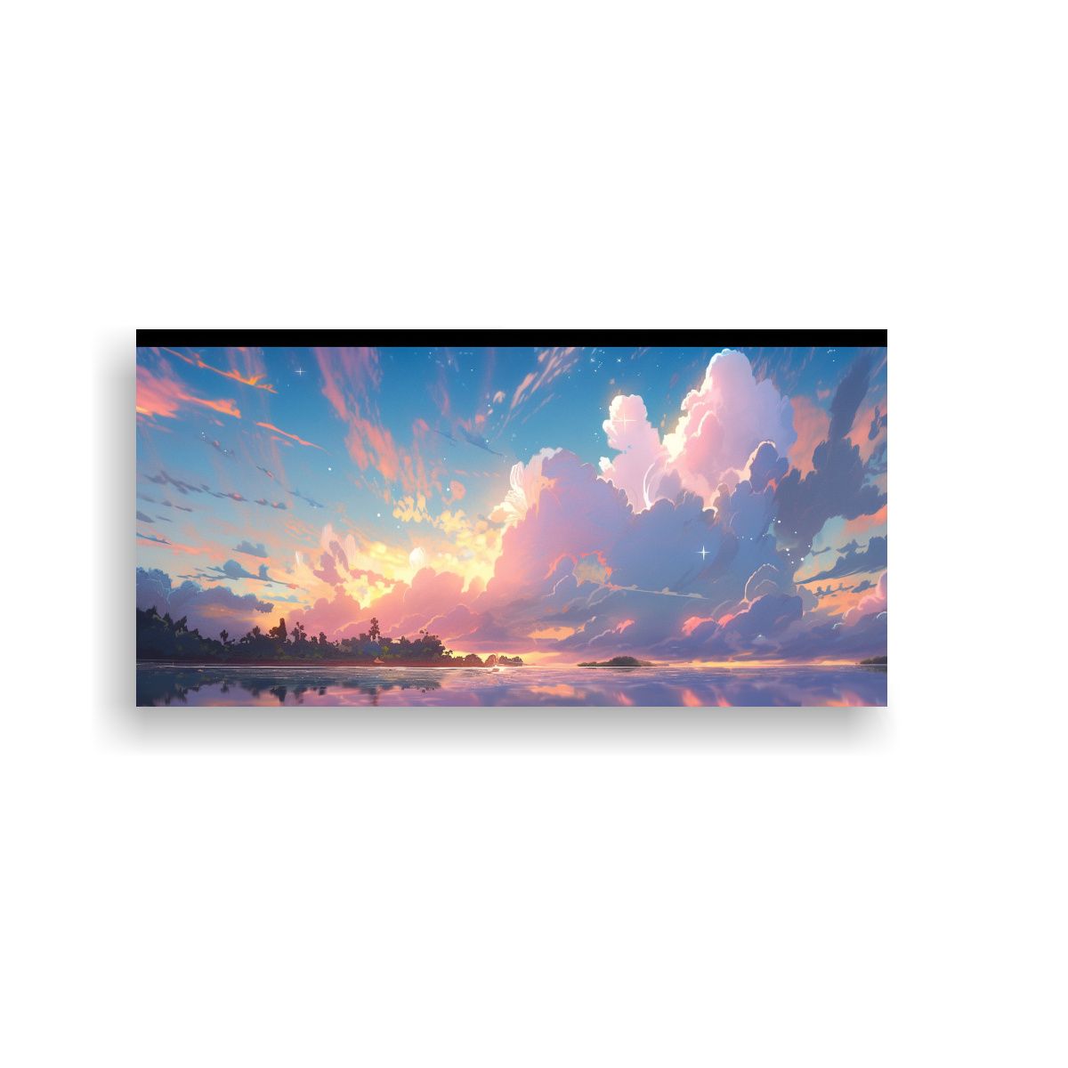 GENERICO - Pintura Abstracta Amanecer Con Verde En Tela 120x60 Cm