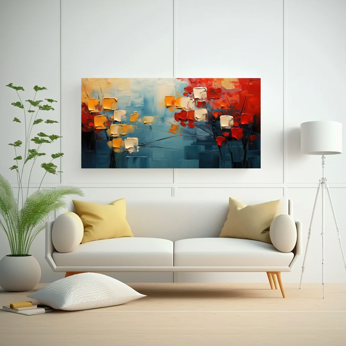 GENERICO - Pintura Abstracta De Líneas Finas En El Bosque 140x70 Cm