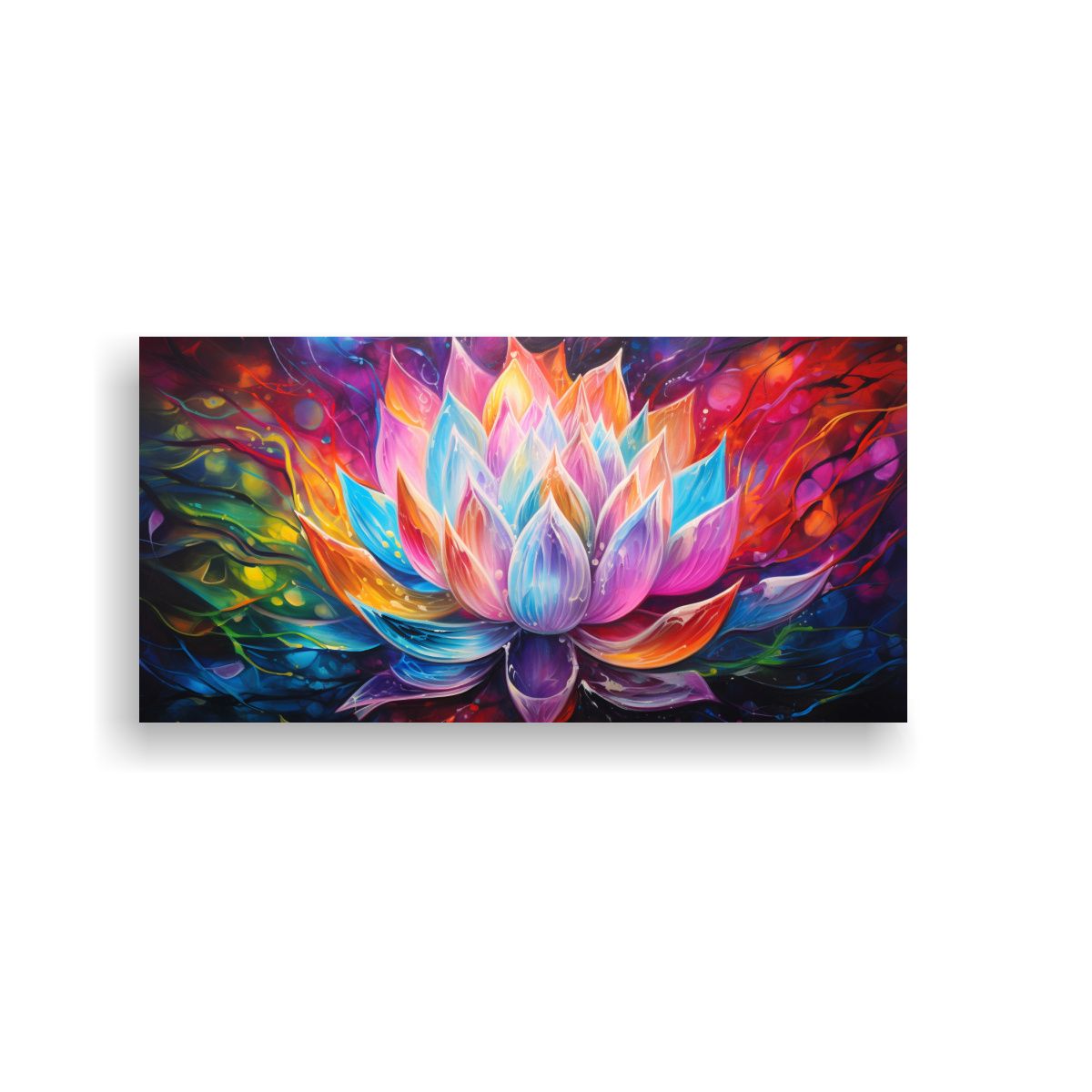 GENERICO - Pintura En Lienzo De Loto En Relieve Con Colores 120x60 Cm.