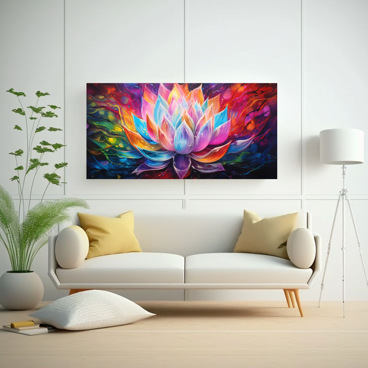 GENERICO - Pintura En Lienzo De Loto En Relieve Con Colores 120x60 Cm.