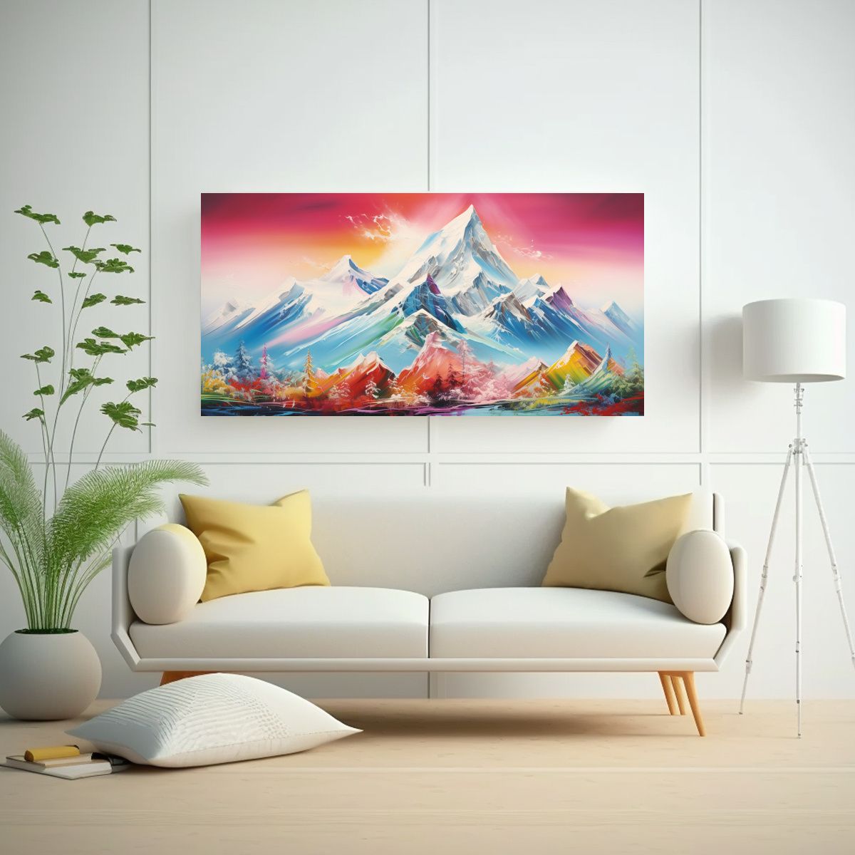 GENERICO - Pintura Decorativa Abstracta Montañas Nevadas 140x70 Cm