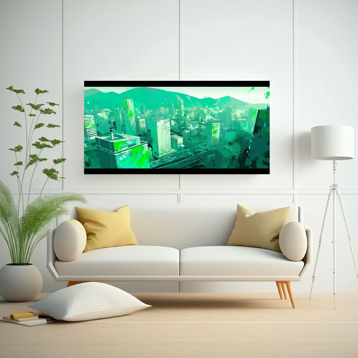 GENERICO - Cuadro Decorativo Juvenil Santiago En Verde Y 120x60 Cm