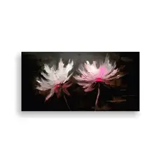 GENERICO - Cuadro Elegante De Dos Flores Sobre Fondo Negro 120x60 Cm.