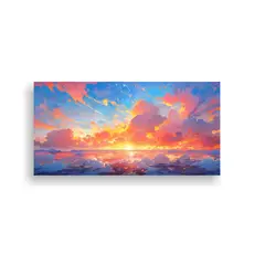 GENERICO - Cuadro Abstracto Brillante Mar Y Cielo Con Colores 120x60 Cm