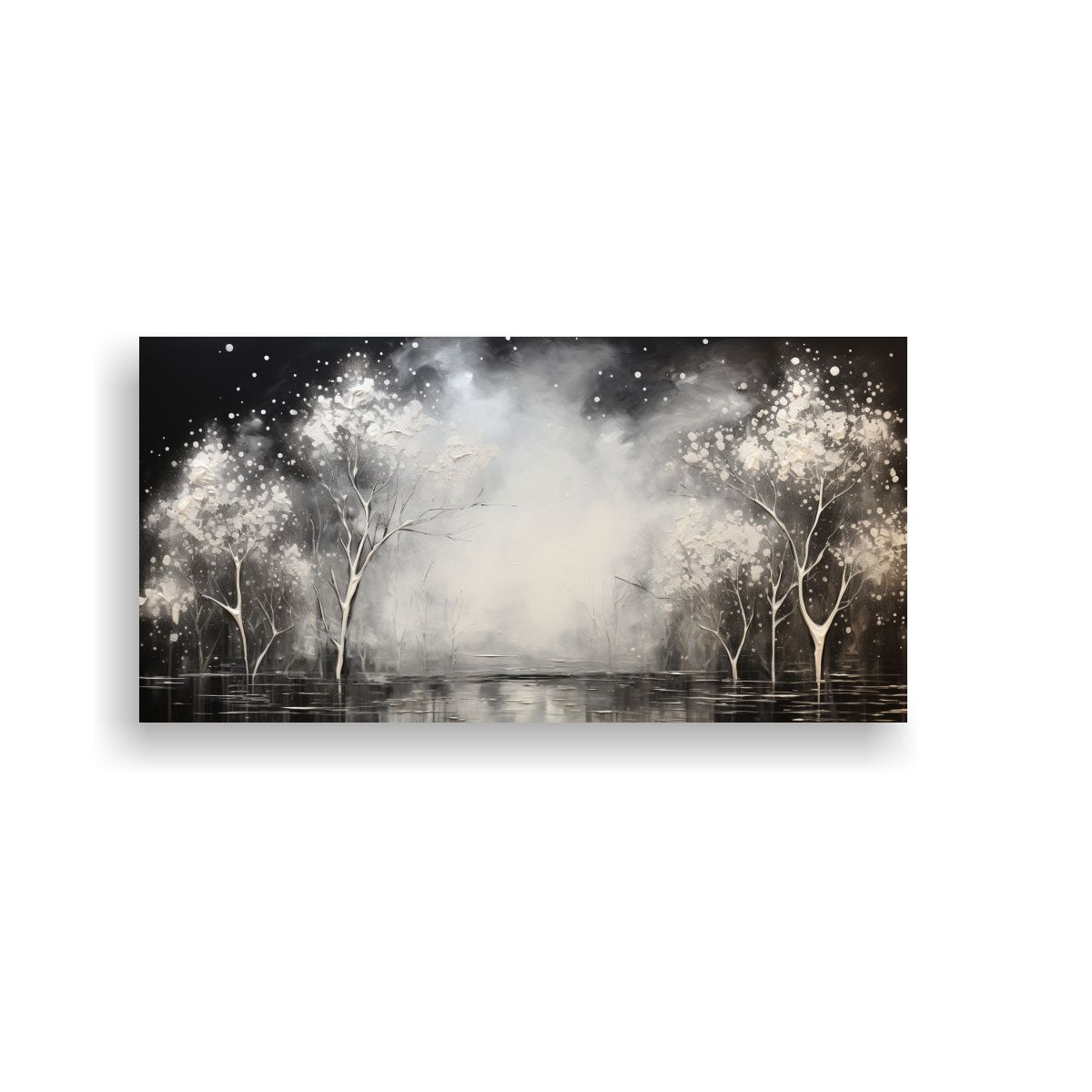 GENERICO - Pintura De Pared En Negro Y Plata En Estilo 140x70 Cm.