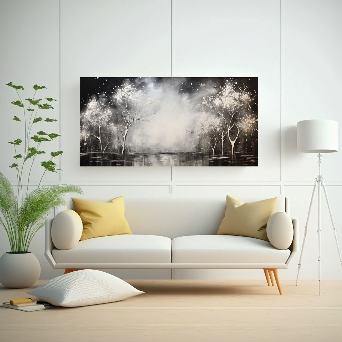GENERICO - Pintura De Pared En Negro Y Plata En Estilo 140x70 Cm.