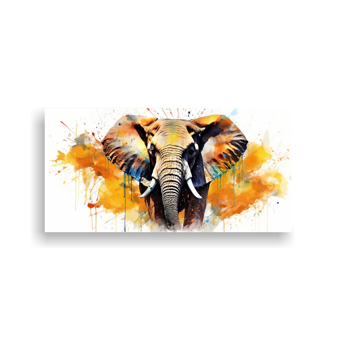 GENERICO - Elefante Africano En Acuarelas Y Colores Dorados 140x70 Cm