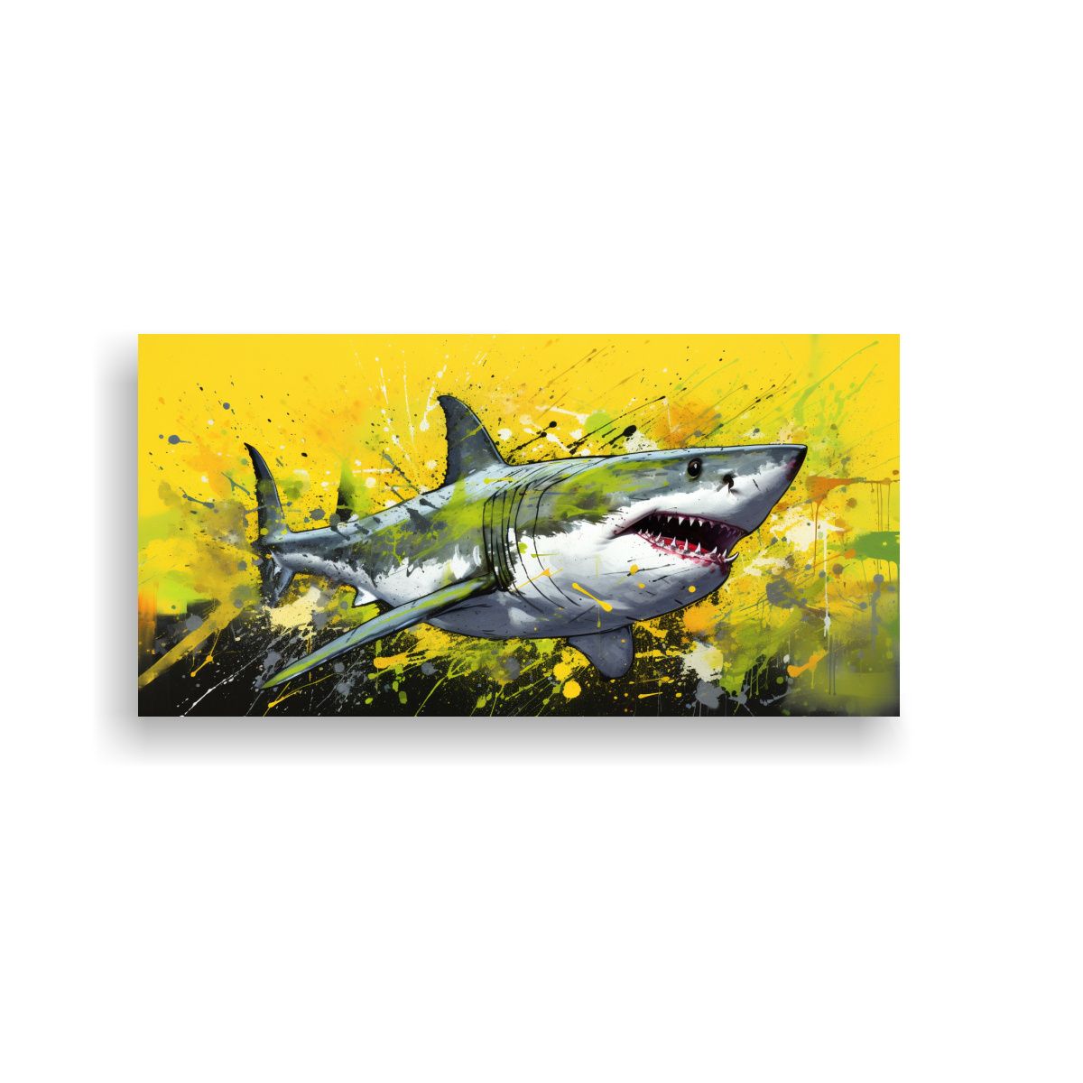 GENERICO - Pintura Decorativa Moderna Gran Tiburón Blanco 140x70 Cm