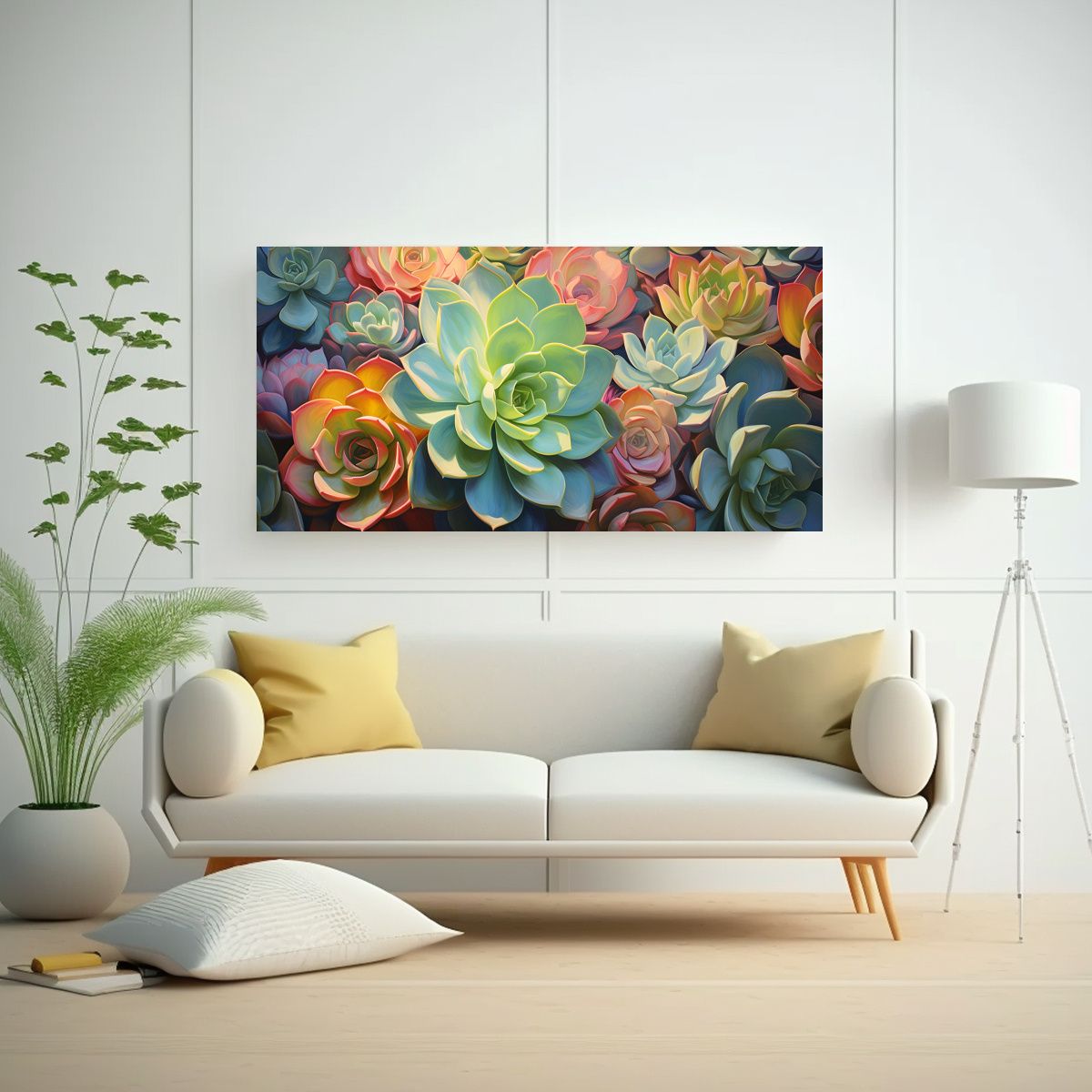 GENERICO - Pintura Abstracta De Suculentas En Aceite 140x70 Cm