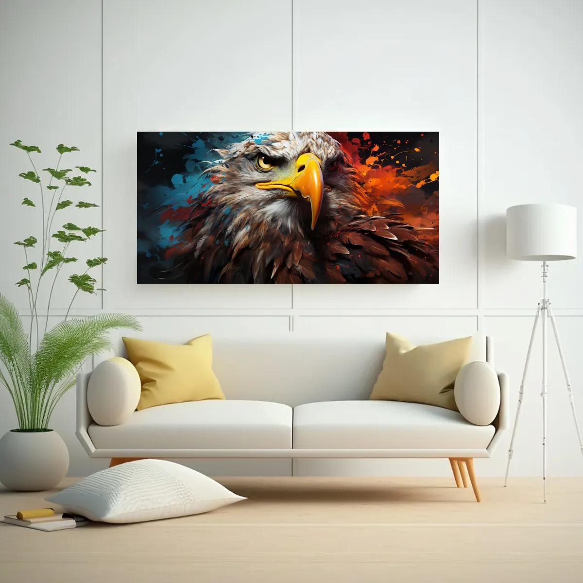 GENERICO - Cuadro Alegre Con Águila En Estilo Acuarela 140x70 Cm