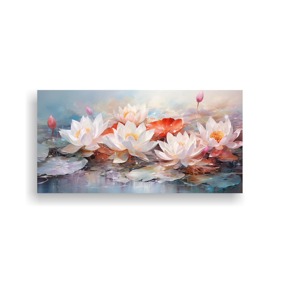 GENERICO - Pintura Abstracta De Flores De Loto En Colores 140x70 Cm