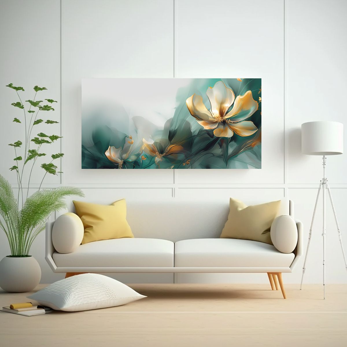 GENERICO - Pinturas Decorativas Abstractas En Tonos Dorados 140x70 Cm