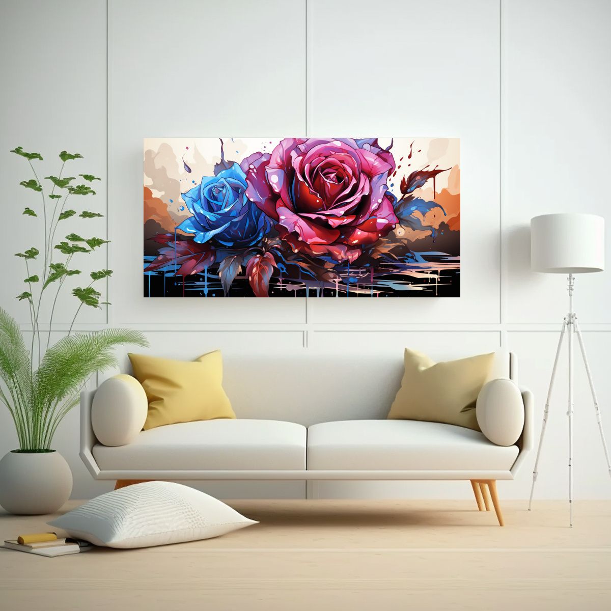GENERICO - Cuadro Composición Expresividad Rosas De Colores 120x60 Cm