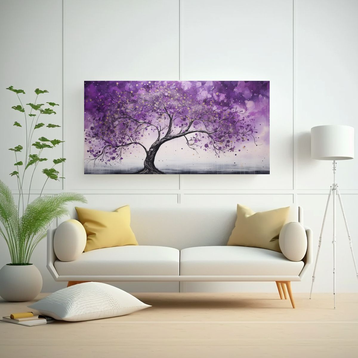 GENERICO - Arte De Pared Diseño Estética árbol Morado Y 120x60 Cm