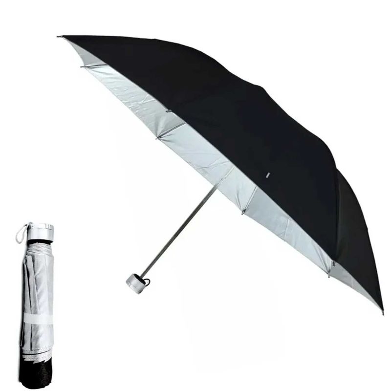 GENERICO - Paragua Sombrilla Para Lluvia De Cartera Con Estuche Negro Liso