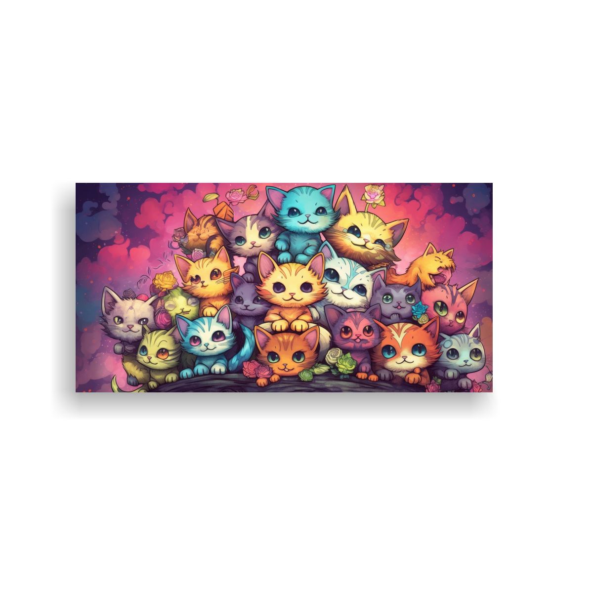 GENERICO - Cuadro Gatos Sentados En Un Montón Mirando Al 140x70 Cm
