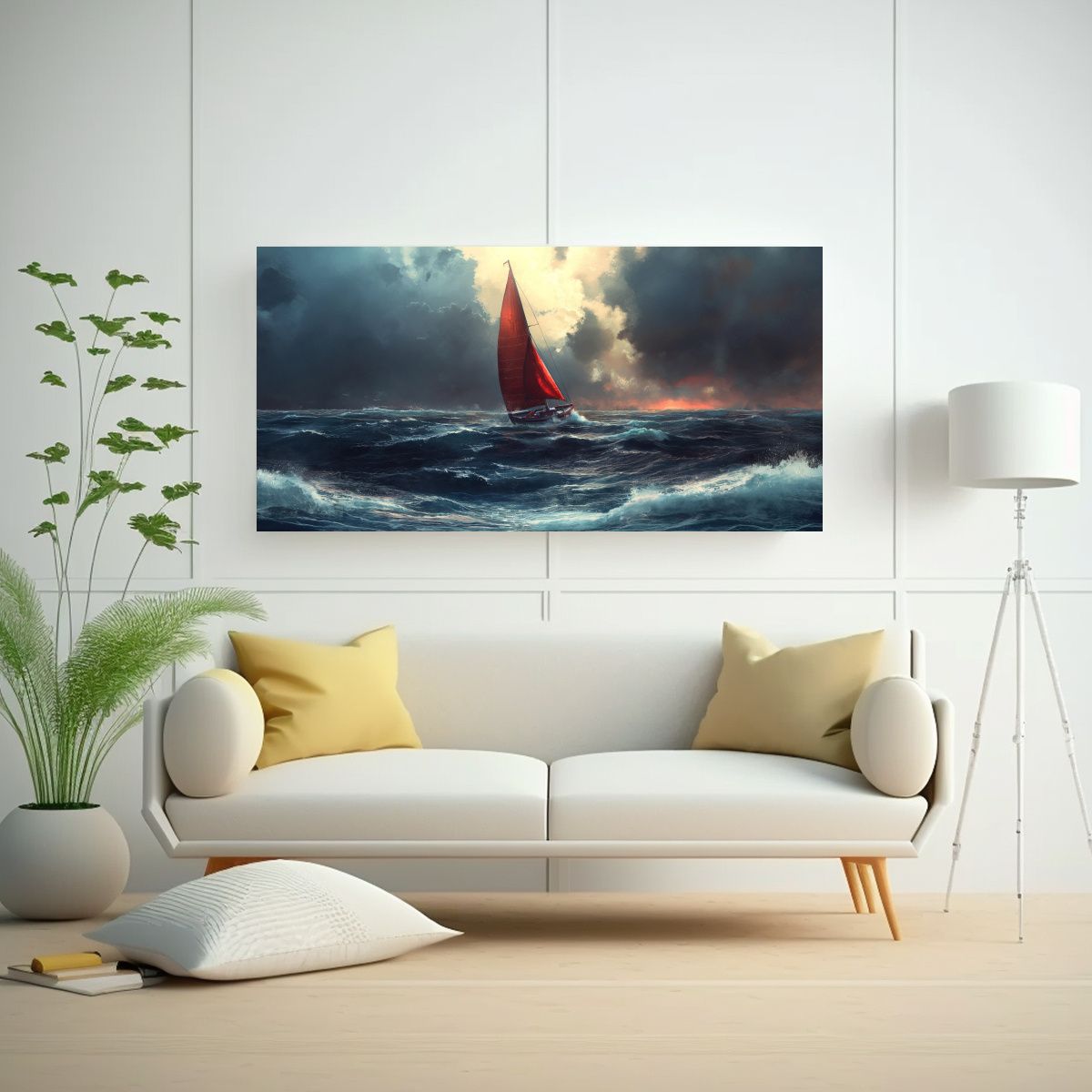 GENERICO - Cuadro Tela Diseño Efecto Visual Barco Navegando 120x60 Cm.