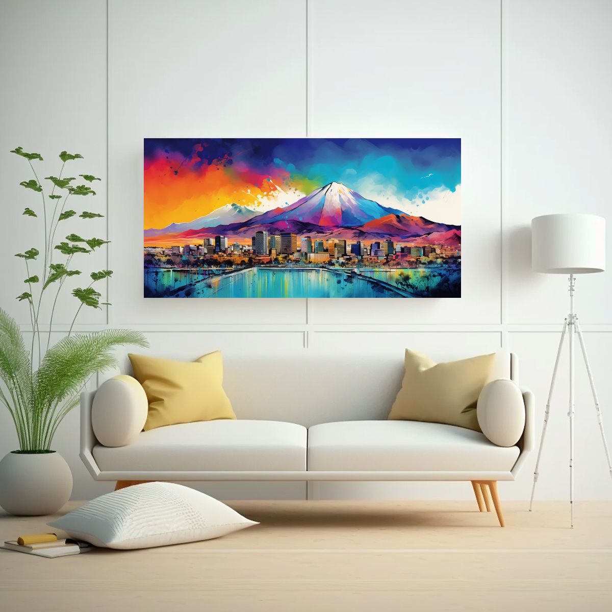 GENERICO - Pintura Decorativa De Santiago City En Chile En 120x60 Cm