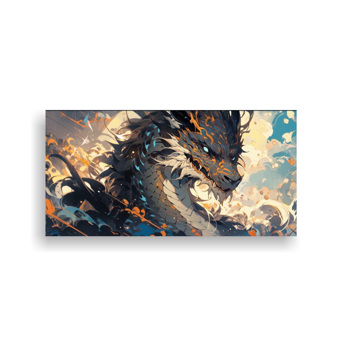 GENERICO - Cuadro Innovadora De Dragón En Tonos Marrón Y 140x70 Cm.