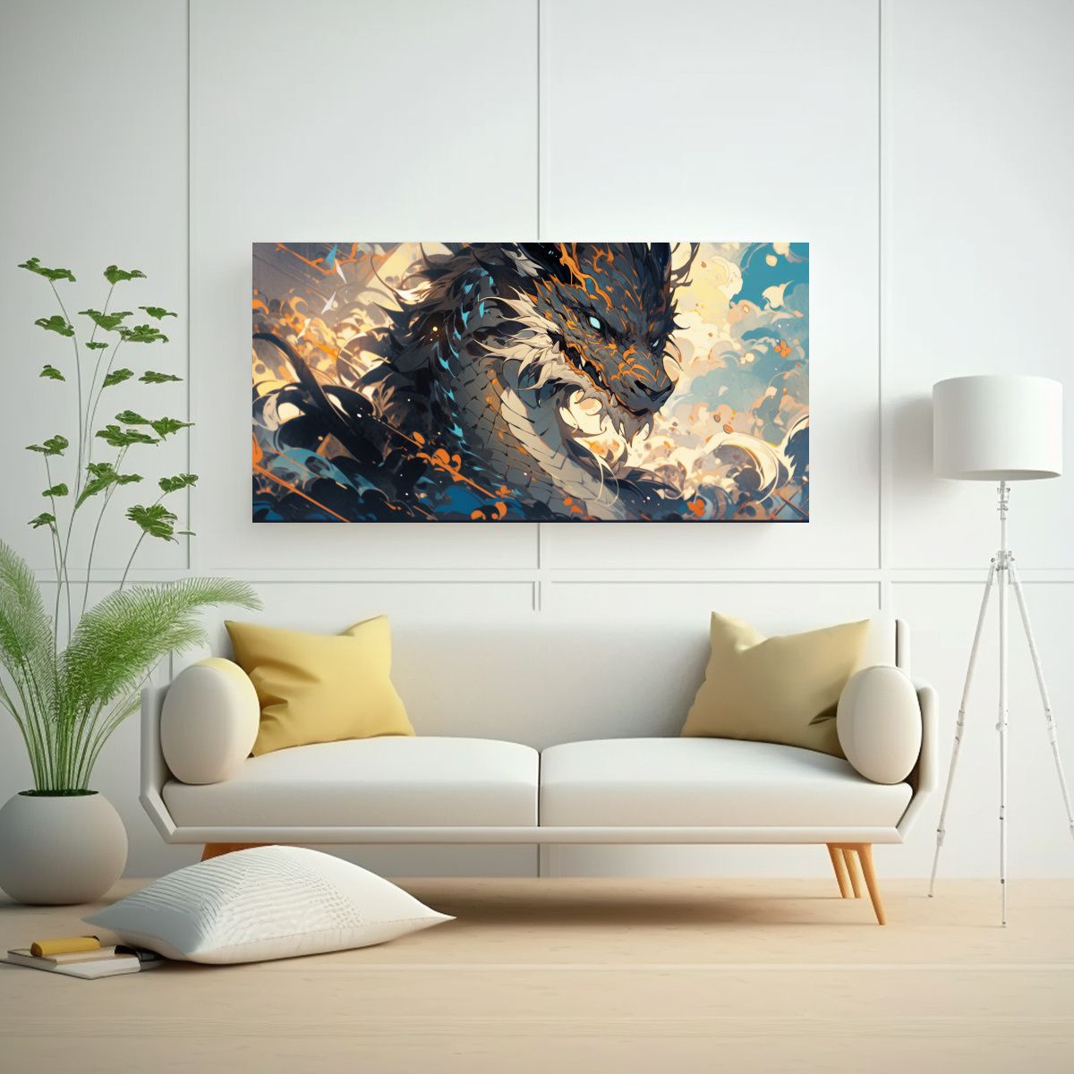 GENERICO - Cuadro Innovadora De Dragón En Tonos Marrón Y 140x70 Cm.