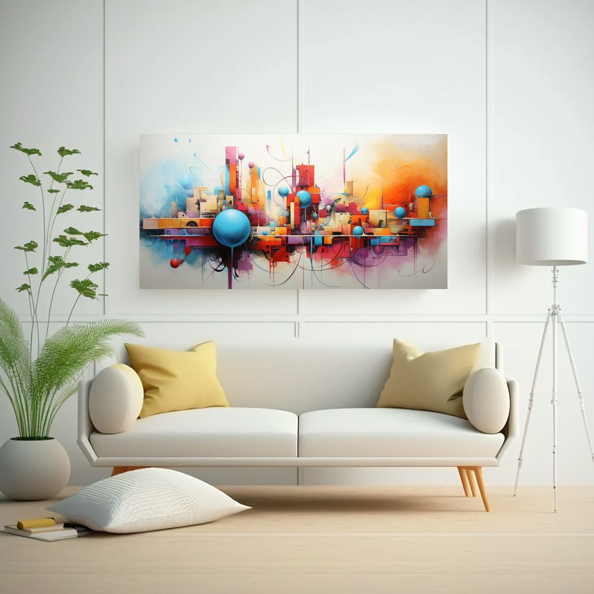 GENERICO - Cuadros Abstractos En Neutros Para Diseño Vision 120x60 Cm.