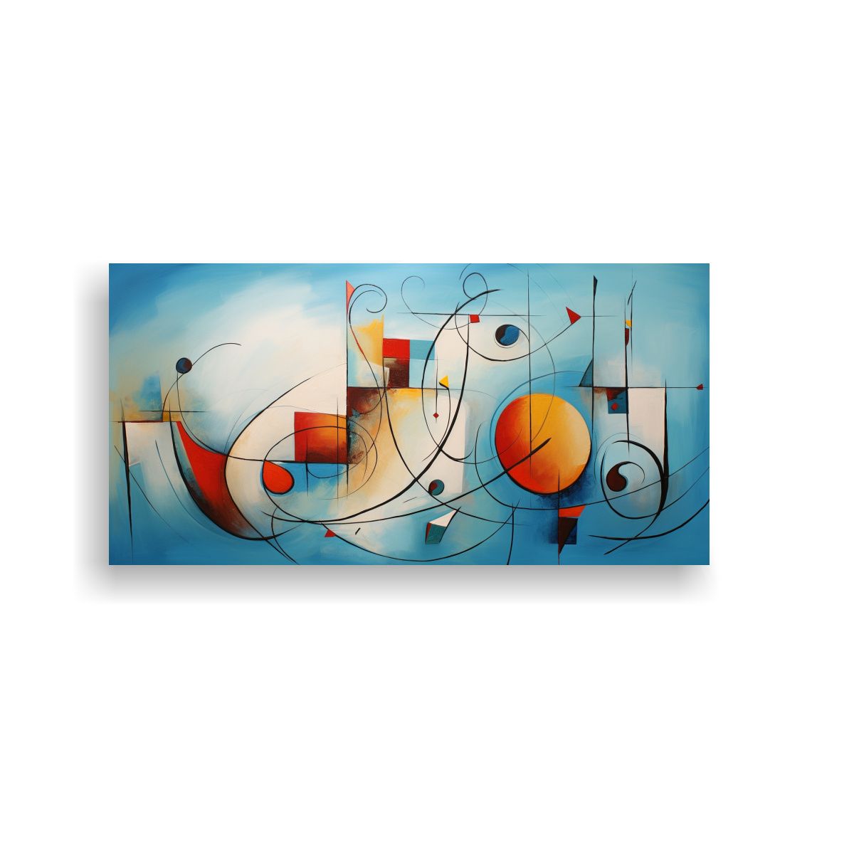 GENERICO - Cuadro Abstracto Mar Estilo Galería Compuesto 140x70 Cm