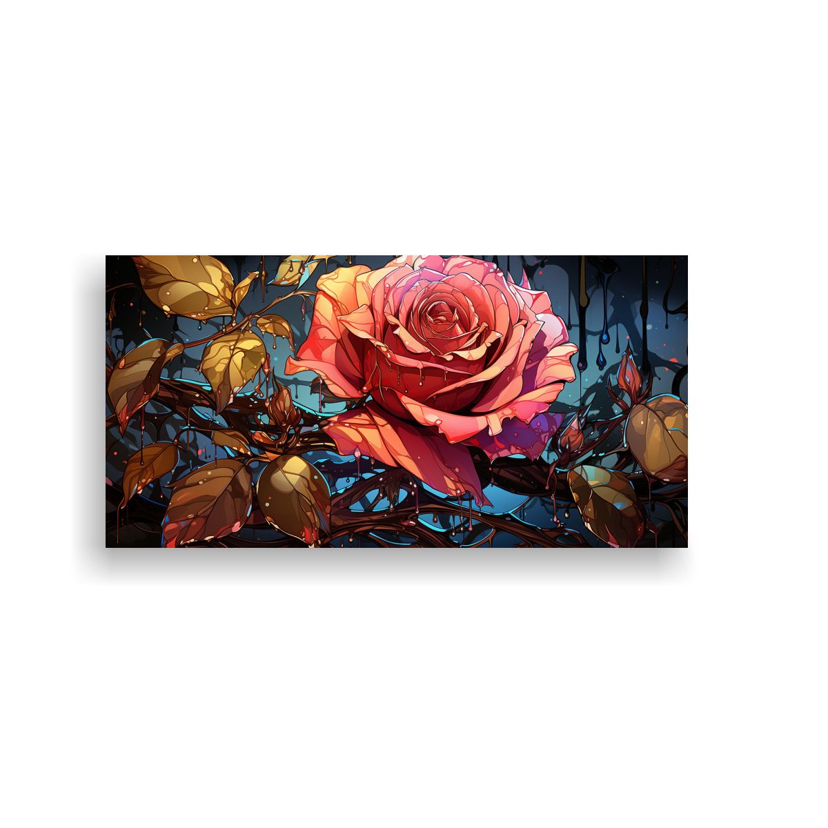 GENERICO - Composición Vintage Dibujo De Una Rosa Con 140x70 Cm