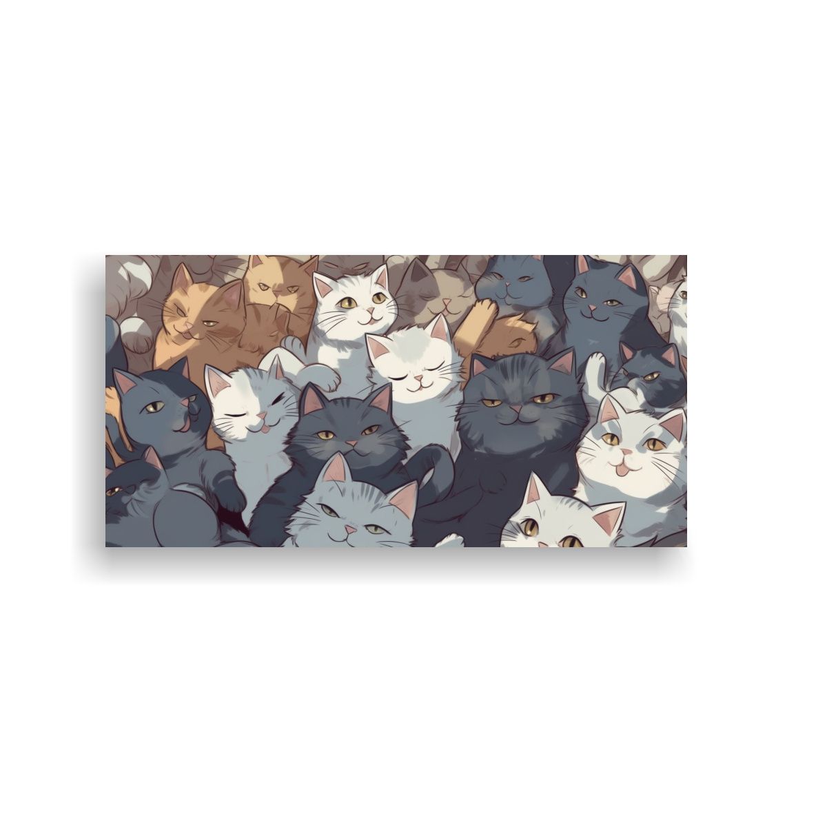 GENERICO - Cuadro Original Estilo Vintage Con Muchos Gatos 140x70 Cm