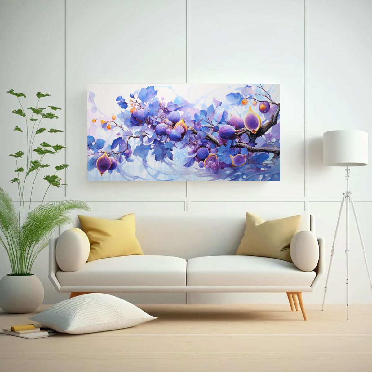 GENERICO - Cuadro Abstracto De Higuera En Morado Y Azul Para 140x70 Cm