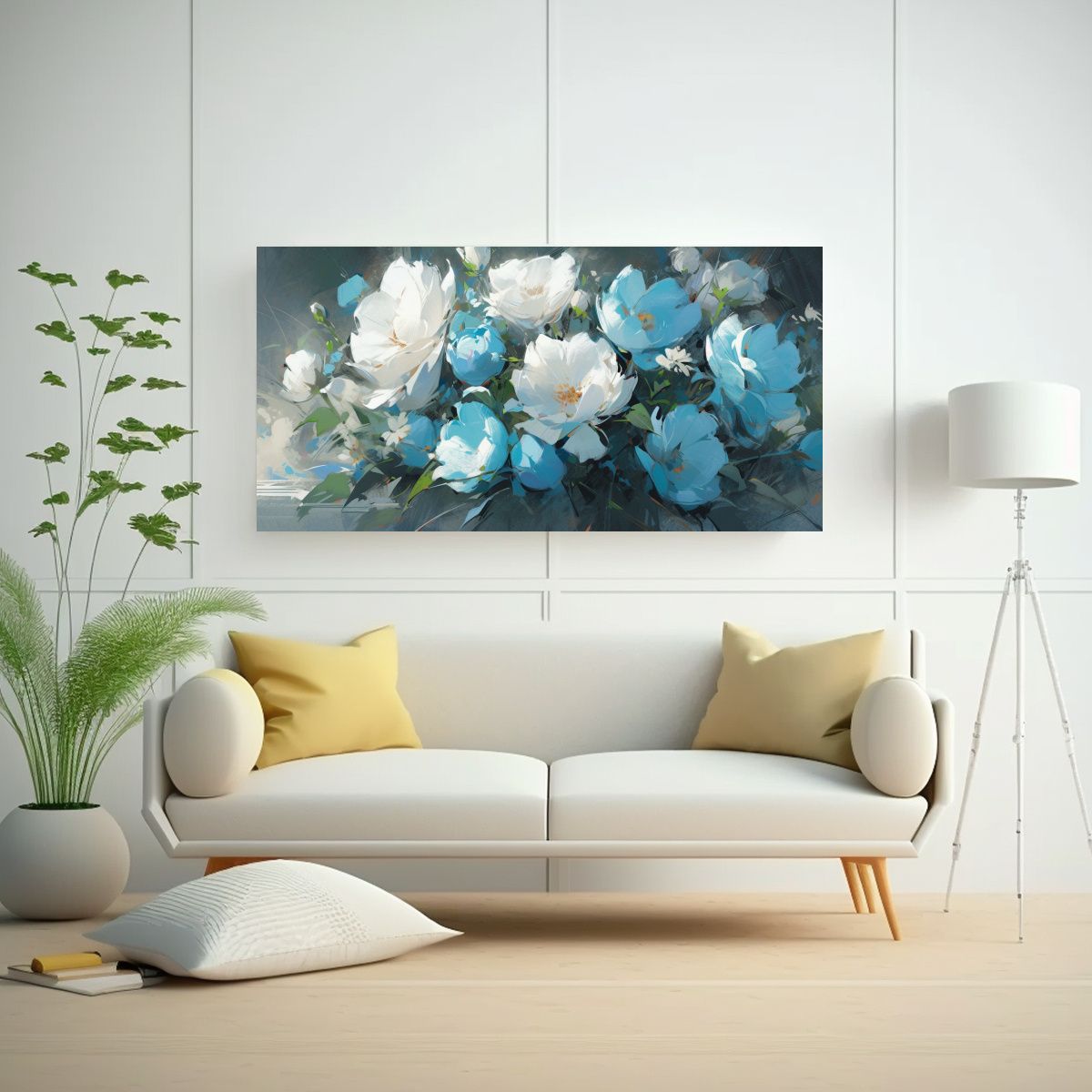 GENERICO - 1 Cuadro Inspirador Composición A Colores Cyan 120x60 Cm