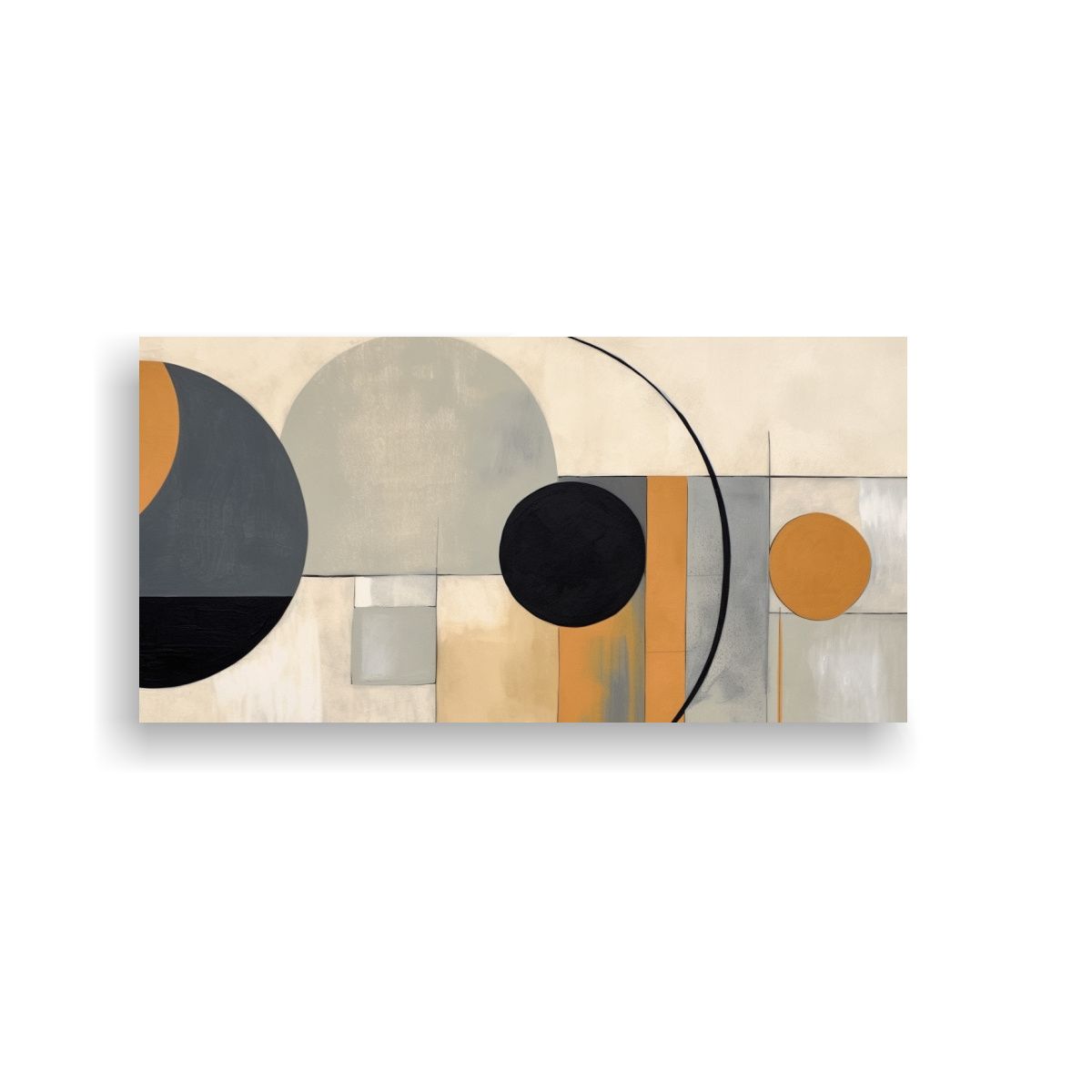 GENERICO - Cuadro Abstracto De Círculos En Beige Y Gris En 120x60 Cm.