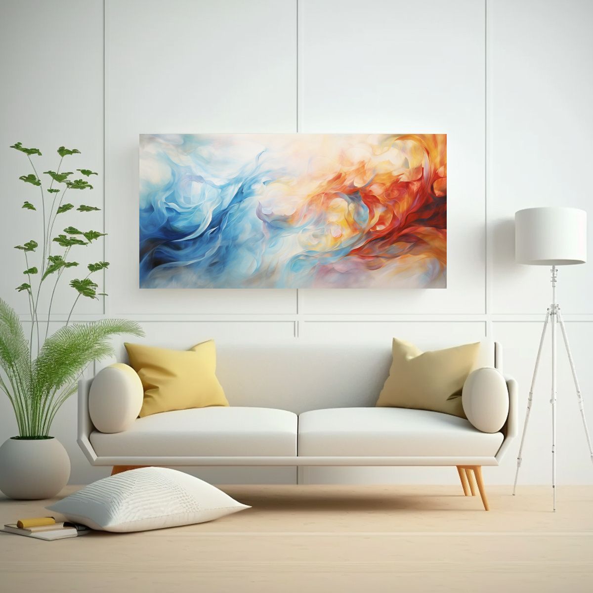 GENERICO - Pintura Abstracta Baile De Fuego Y Hielo En 140x70 Cm