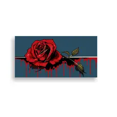 GENERICO - Lienzo Relieve Moderno Con Rosa Sangrante Y 120x60 Cm