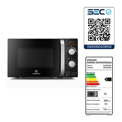 Imagen 2 del producto Microondas 20 Litros Manual MM20FBM Negro