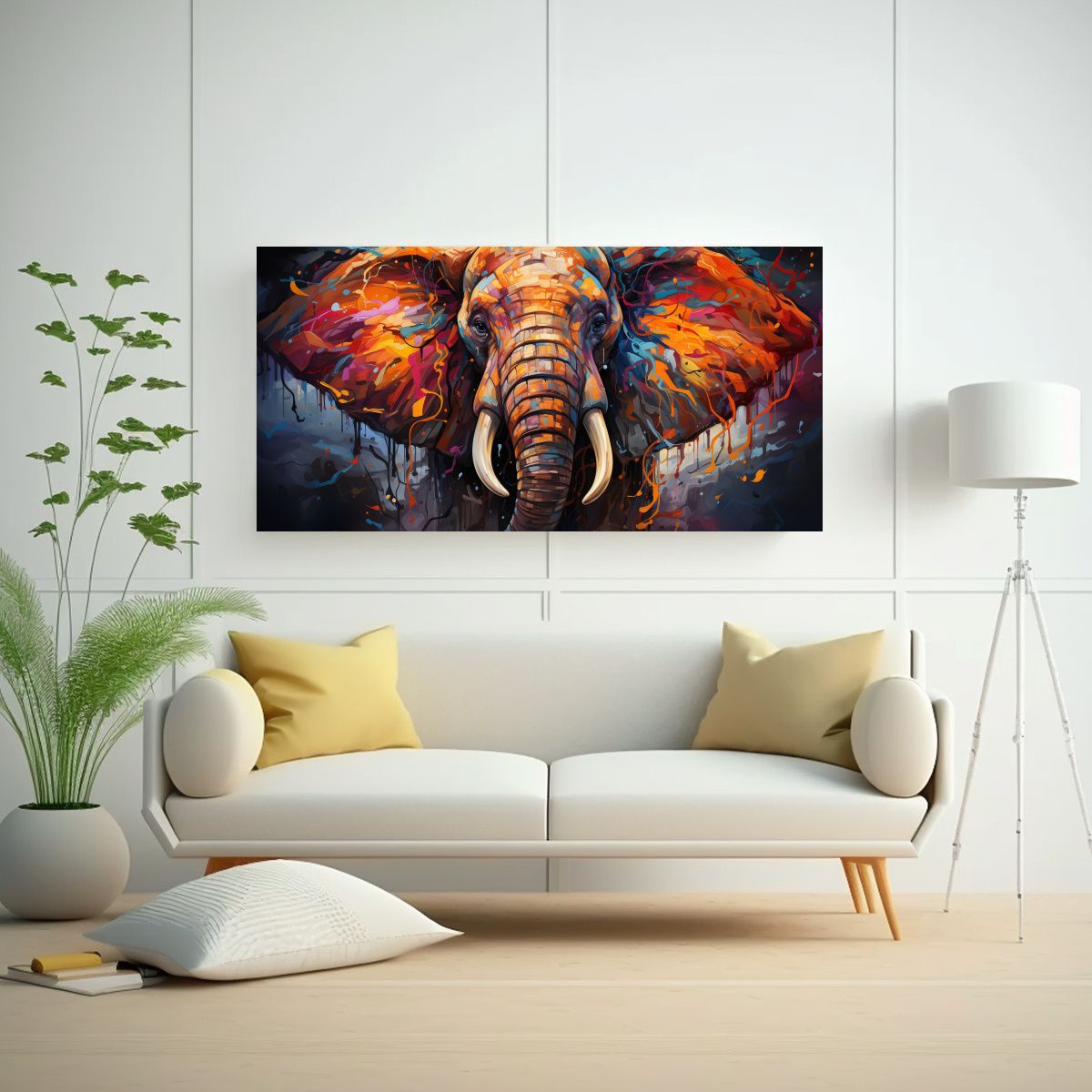 GENERICO - Lienzo Inspirador Elefante Asiático Estilo 140x70 Cm