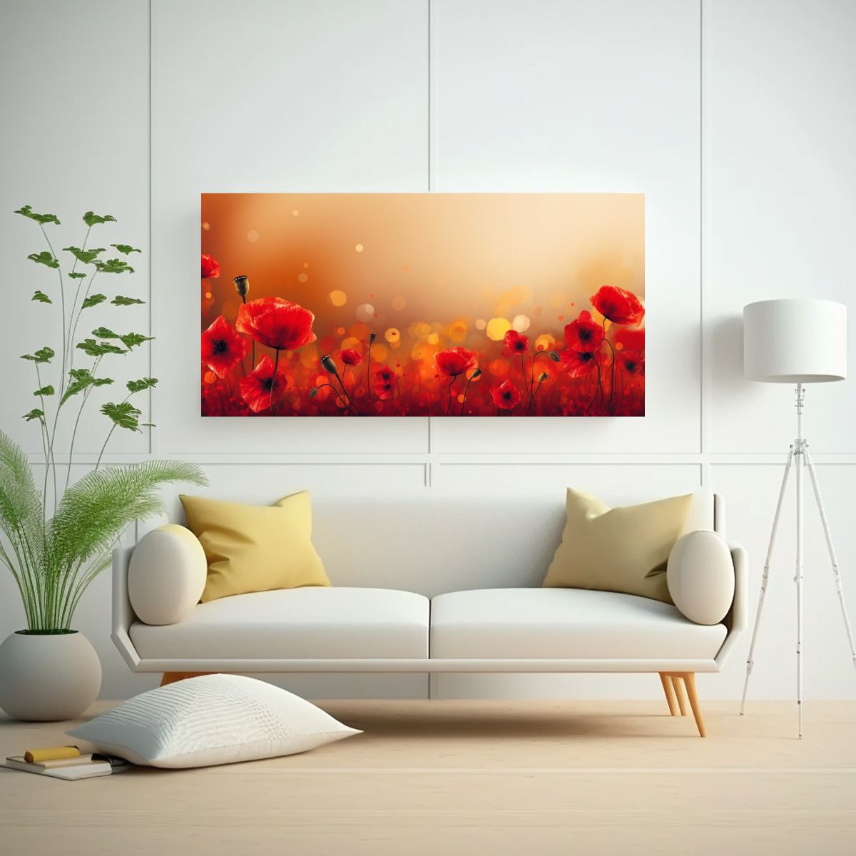 GENERICO - Lienzo Vintage Mural Amapola Roja Por Graves 140x70 Cm