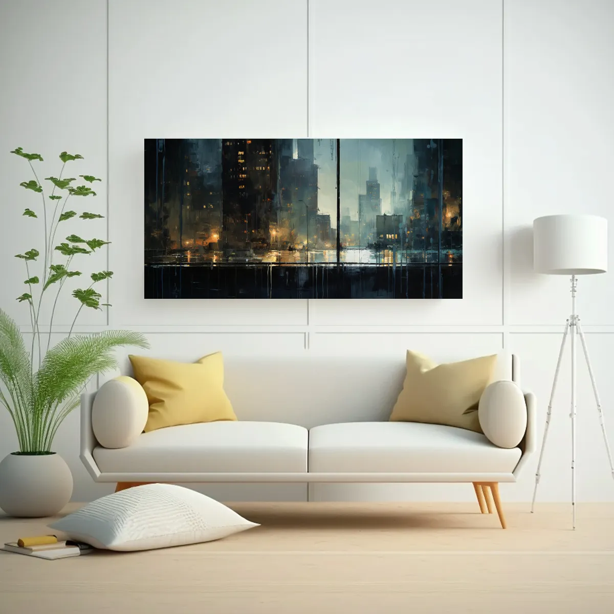 GENERICO - Pintura Abstracta De Ciudad En Acuarela Floral 140x70 Cm